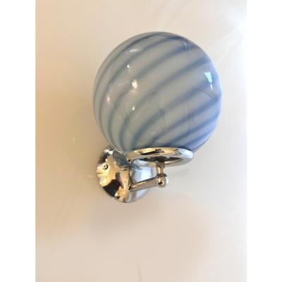 Contemporary Blue Swirl Rods Murano Glass Wall Sconces Set of Two