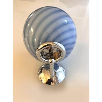 Contemporary Blue Swirl Rods Murano Glass Wall Sconces Set of Two