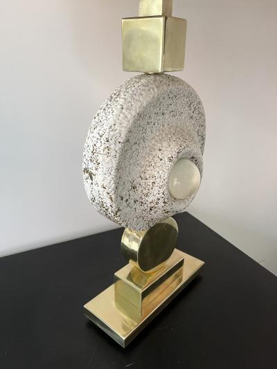 Contemporary Brass Ceramic Murano Glass Eye Sculpture Lamp Italy