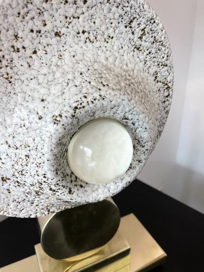 Contemporary Brass Ceramic Murano Glass Eye Sculpture Lamp Italy