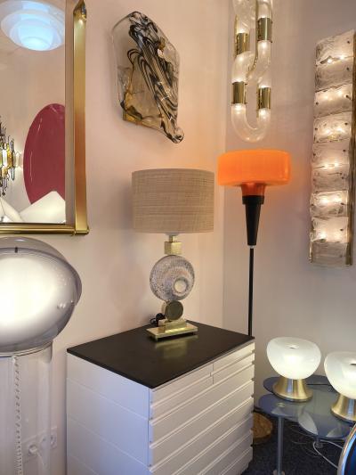 Contemporary Brass Ceramic Murano Glass Eye Sculpture Lamp Italy