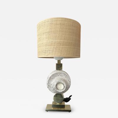 Contemporary Brass Ceramic Murano Glass Eye Sculpture Lamp Italy
