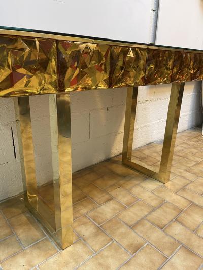 Contemporary Brass Console Murano Glass Italy