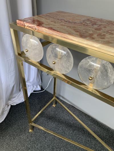 Contemporary Brass Console Rock Crystal Onix Italy