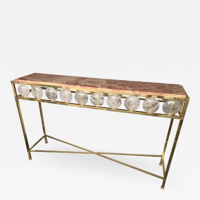 Contemporary Brass Console Rock Crystal Onix Italy