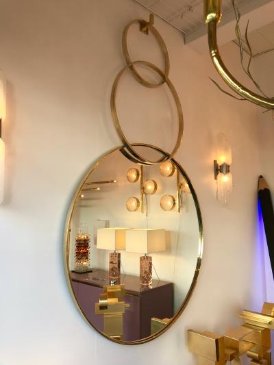 Contemporary Brass Mirror 3 Circle Italy
