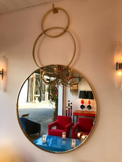 Contemporary Brass Mirror 3 Circle Italy