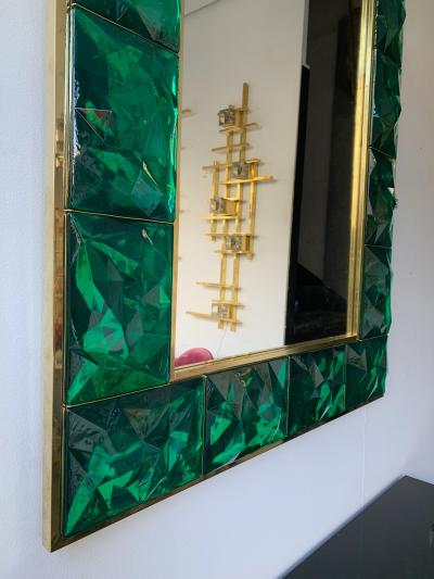 Contemporary Brass Mirror Console Set Murano Glass Italy