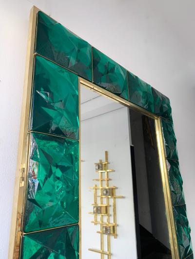 Contemporary Brass Mirror Console Set Murano Glass Italy