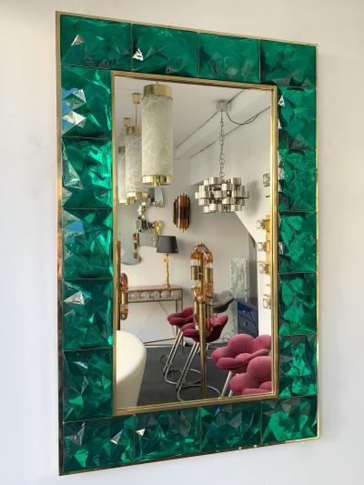 Contemporary Brass Mirror Console Set Murano Glass Italy