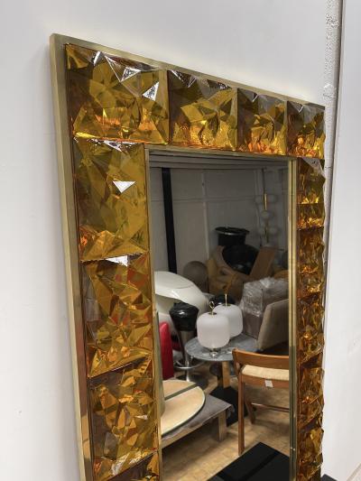 Contemporary Brass Mirror Murano Glass Italy