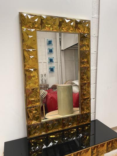 Contemporary Brass Mirror Murano Glass Italy
