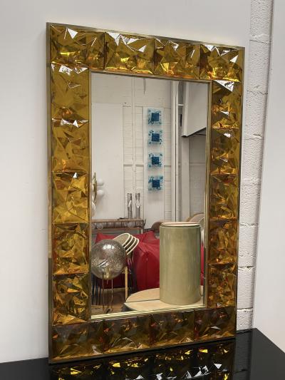 Contemporary Brass Mirror Murano Glass Italy
