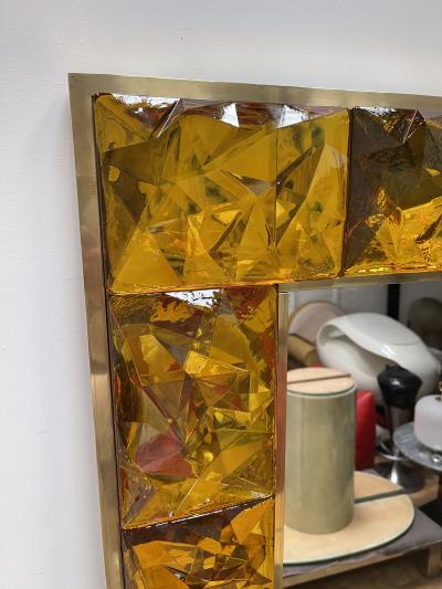 Contemporary Brass Mirror Murano Glass Italy