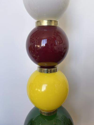 Contemporary Brass Murano Glass Atomo Ball Floor Lamp Italy