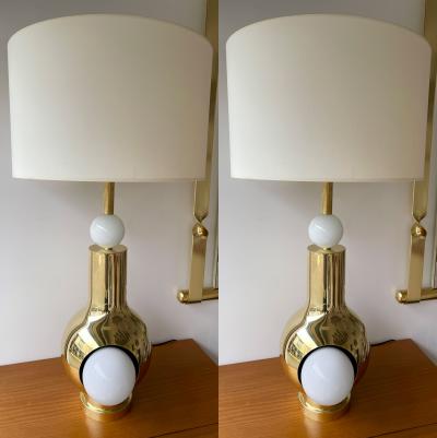 Contemporary Brass Pair of Eyes Ball Lamps Italy