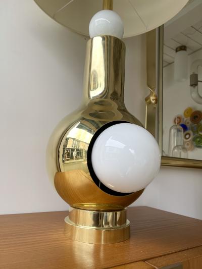 Contemporary Brass Pair of Eyes Ball Lamps Italy