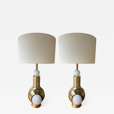 Contemporary Brass Pair of Eyes Ball Lamps Italy