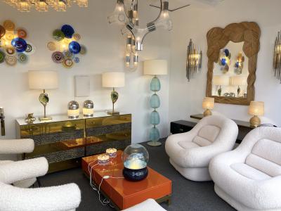 Contemporary Brass Pineapple Murano Glass Floor Lamp Italy