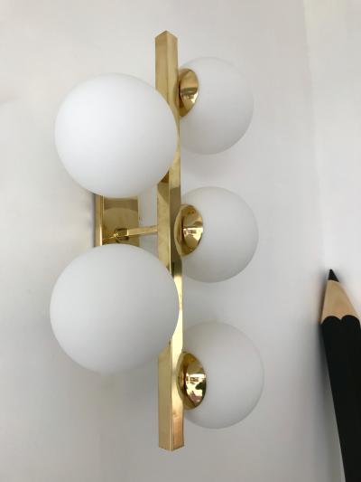 Contemporary Brass Sconces Opaline Glass Ball Italy