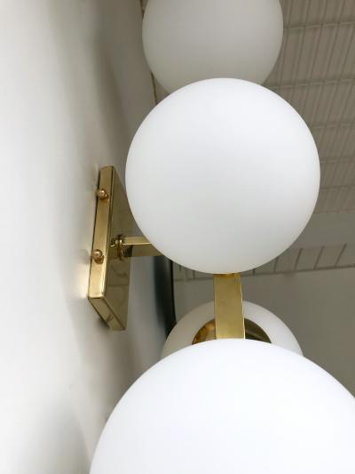 Contemporary Brass Sconces Opaline Glass Ball Italy