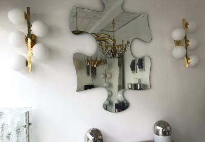 Contemporary Brass Sconces Opaline Glass Ball Italy