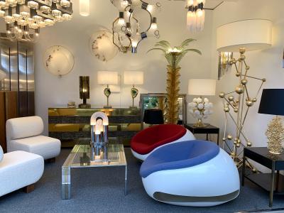 Contemporary Brass Sputnik Murano Glass Cloud Lamp Italy