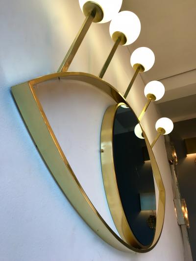 Contemporary Brass Wall Lightning Sconces Mirror Blue Eyes Italy