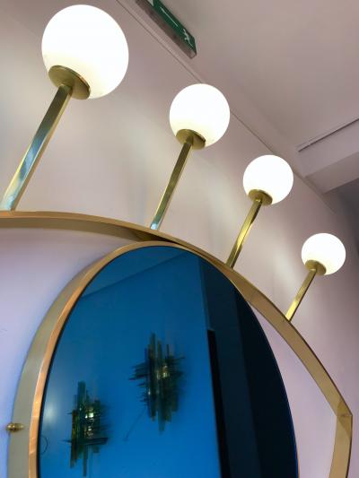 Contemporary Brass Wall Lightning Sconces Mirror Blue Eyes Italy