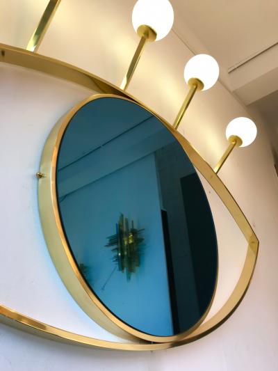 Contemporary Brass Wall Lightning Sconces Mirror Blue Eyes Italy
