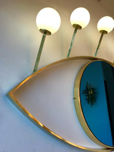 Contemporary Brass Wall Lightning Sconces Mirror Blue Eyes Italy