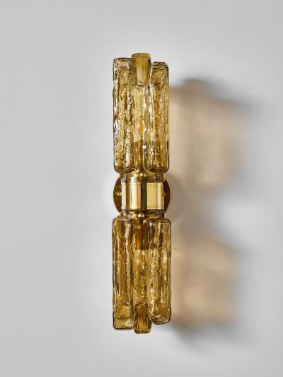 Contemporary Brass and Amber Murano Glass Wall Sconce