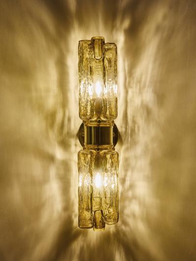 Contemporary Brass and Amber Murano Glass Wall Sconce