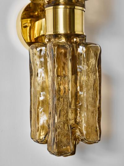 Contemporary Brass and Amber Murano Glass Wall Sconce