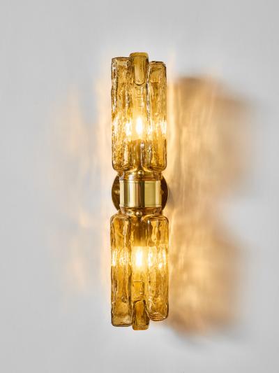 Contemporary Brass and Amber Murano Glass Wall Sconce