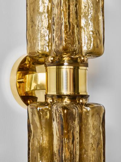 Contemporary Brass and Amber Murano Glass Wall Sconce