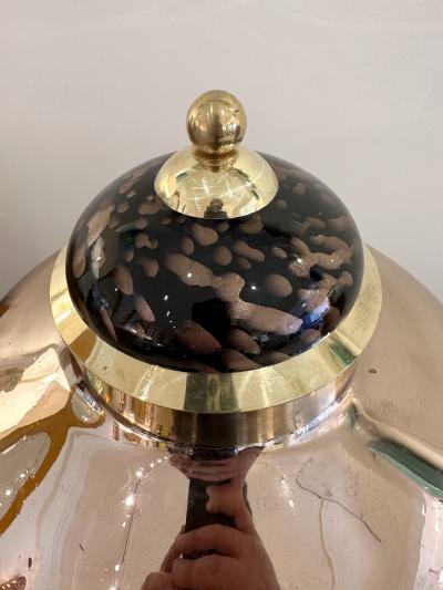 Contemporary Brass and Gold Murano Glass Lamp Italy