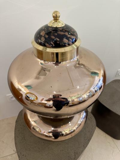 Contemporary Brass and Gold Murano Glass Lamp Italy