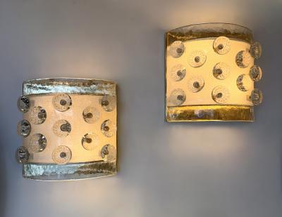 Contemporary Brass and Murano Glass Macaroons Sconce Italy