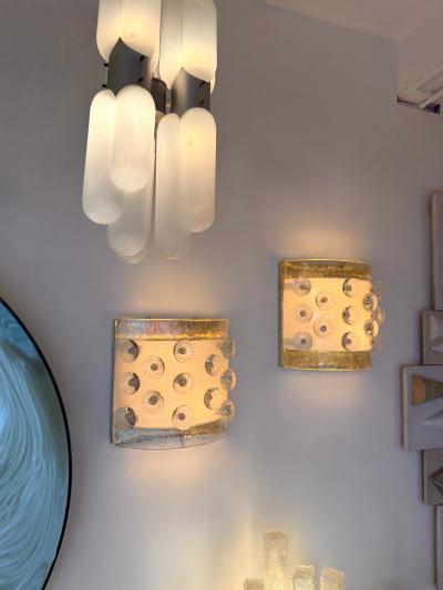 Contemporary Brass and Murano Glass Macaroons Sconce Italy
