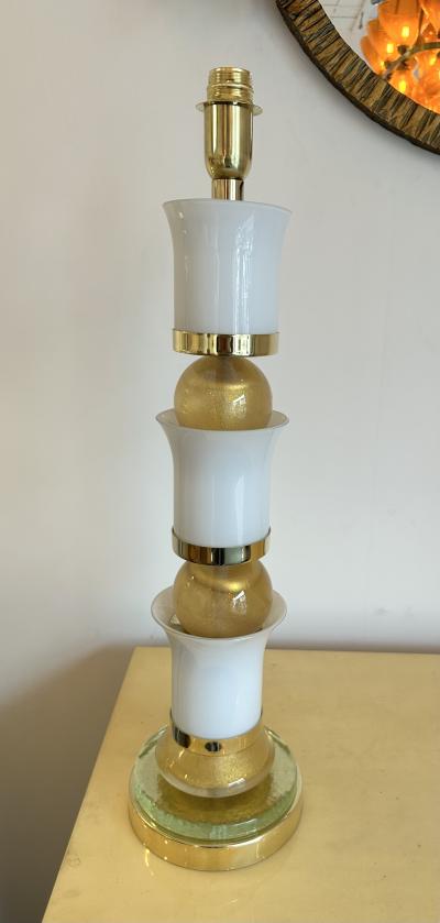 Contemporary Brass and Murano Glass Palm Lamp Italy