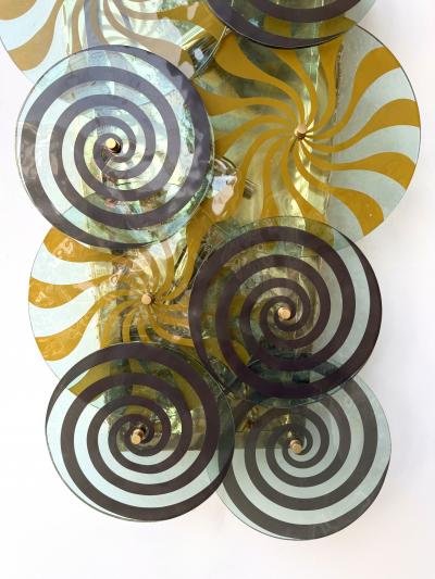 Contemporary Brass and Murano Glass Spiral Sconce Italy