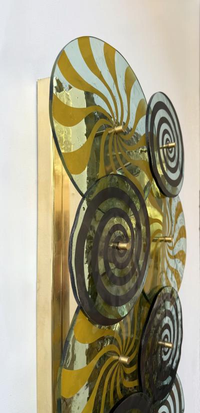 Contemporary Brass and Murano Glass Spiral Sconce Italy