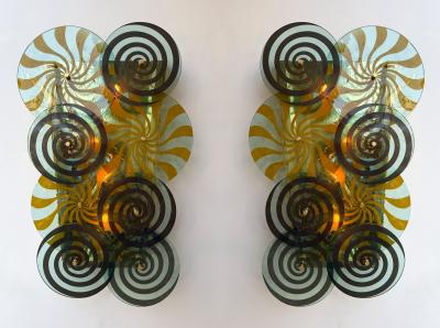 Contemporary Brass and Murano Glass Spiral Sconce Italy