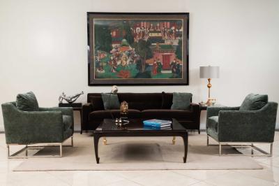 Contemporary Brown Velvet Sofa