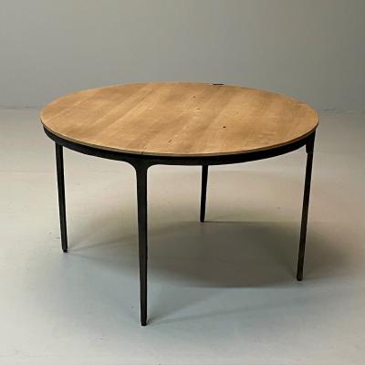 Contemporary Brutalist Round Center Table Elm Metal