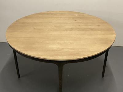Contemporary Brutalist Round Center Table Elm Metal