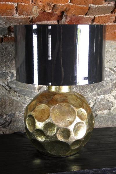 Contemporary Ceramic Table Lamp Golden Glazed with Dark Grey Shade