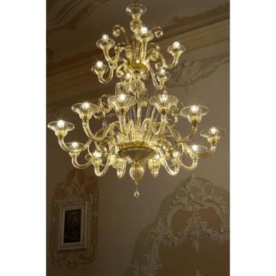 Contemporary Champagne Venetian Curls Murano Blown Chandelier