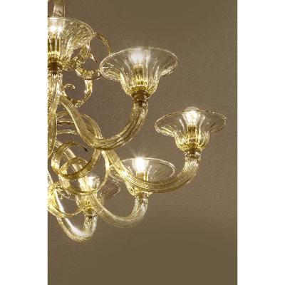Contemporary Champagne Venetian Curls Murano Blown Chandelier